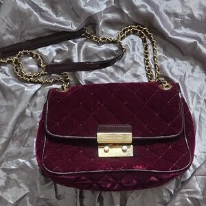 Michael Kors Velvet Burgundy Shoulder Bag